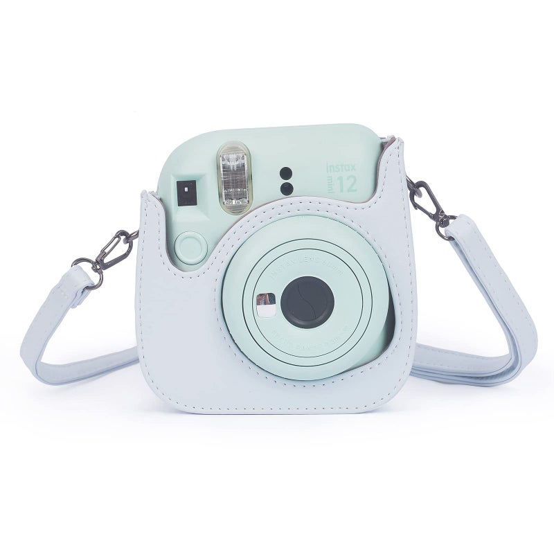 فيتيوم حافظة حماية للكاميرا من Phetium Instant Mini 12 متوافقة مع Instax Mini 12 11 حقيبة جلدية PU مع جيب وحزام كتف قابل للتعديل (أبيض صلصال) - Image 4